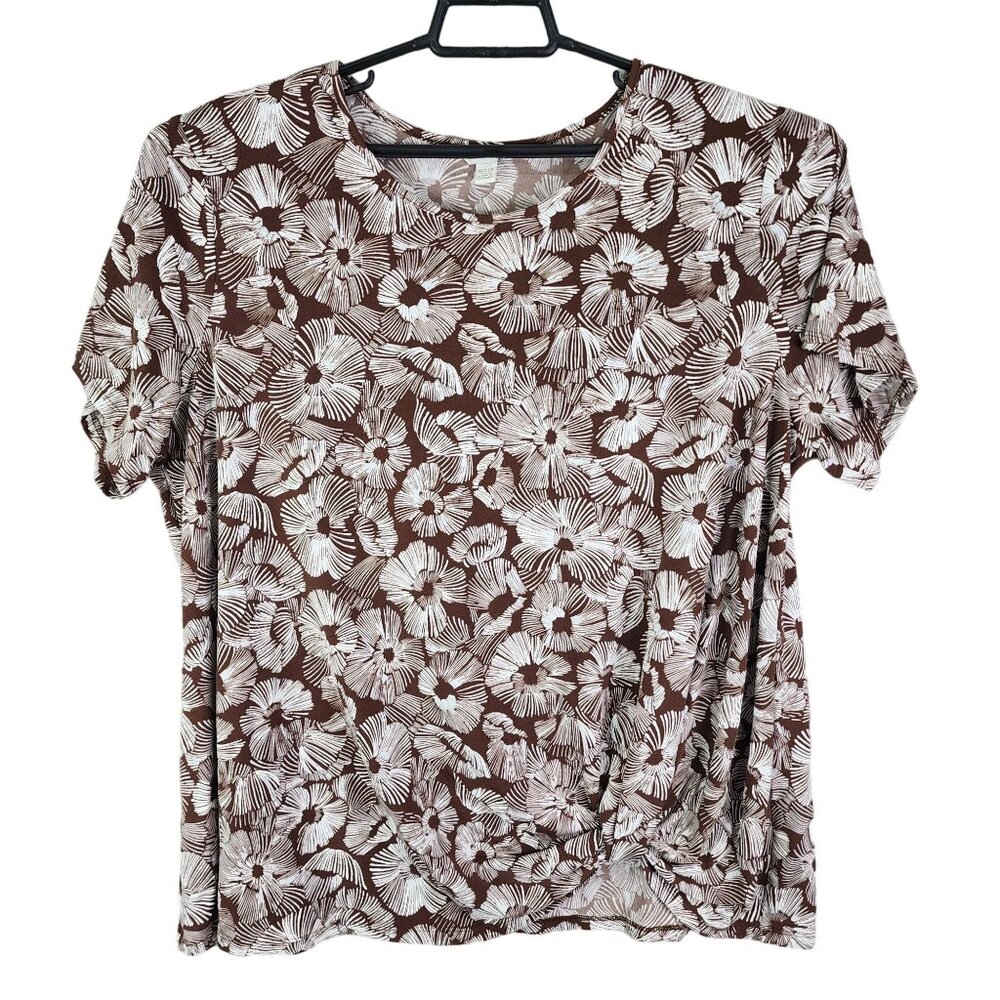 Women's Est 1946 Floral Print Top Blouse Short Sleeve V Neck Plus Size 18/20W